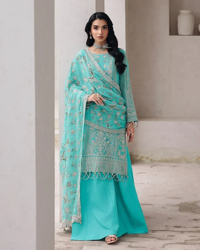 Zilverah 3-piece chiffon sequin sharara formal wear buy online Norway