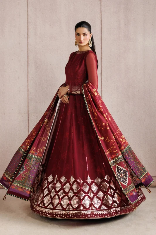 Zilverah embroidered chiffon three-piece party wear suit – buy online Norway