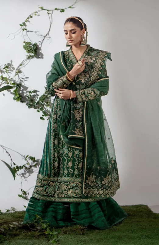Zilverah embroidered chiffon 3-piece unstitched party wear suit with organza dupatta – buy Pakistani dress Norway