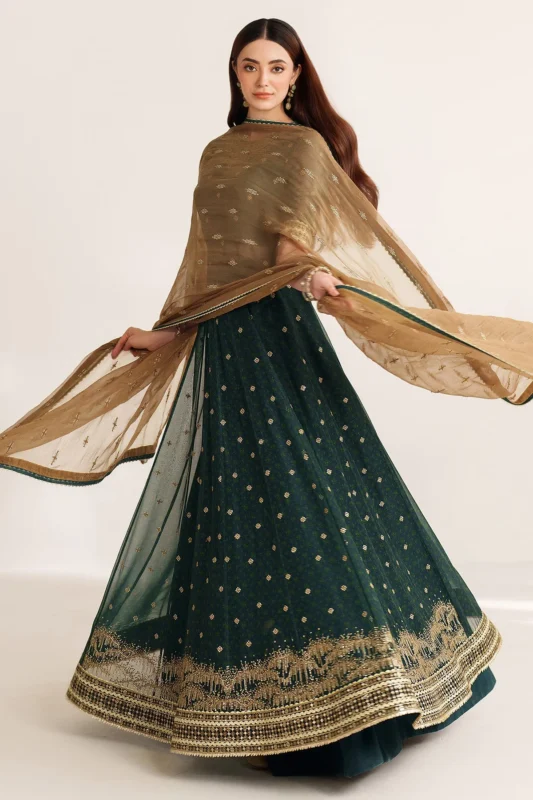 Zilverah embroidered chiffon party wear dress Norway – 3-piece Pakistani formal ensemble