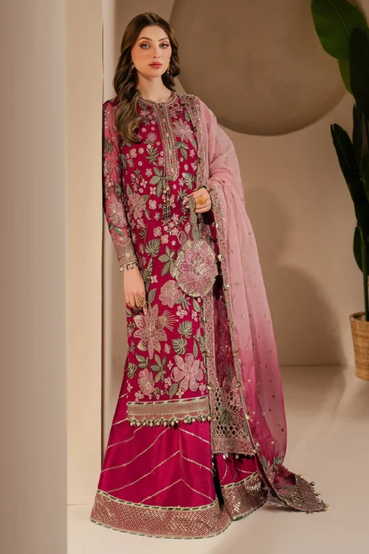 Zilverah embroidered chiffon party wear suit — buy Pakistani dress online Norway