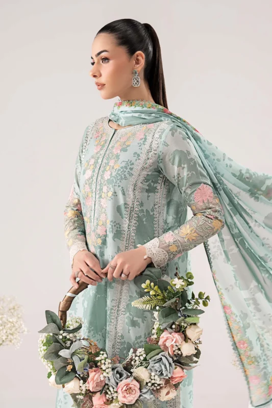 Zilverah Ferozi Embroidered Lawn 3-Piece Party Wear Suit – Buy Online Norway