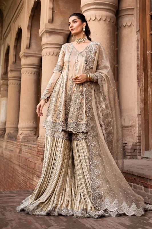 Zilverah gold angrakha gharara couture formal wear buy online Norway