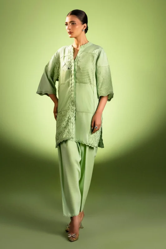 Zilverah Green Irish Linen Luxury Party Wear Shalwar Kameez – Buy Pakistani Dress Norway