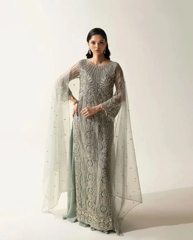 Zilverah Mint Green Embroidered Net Party Wear Shirt – Buy Pakistani Dress Norway