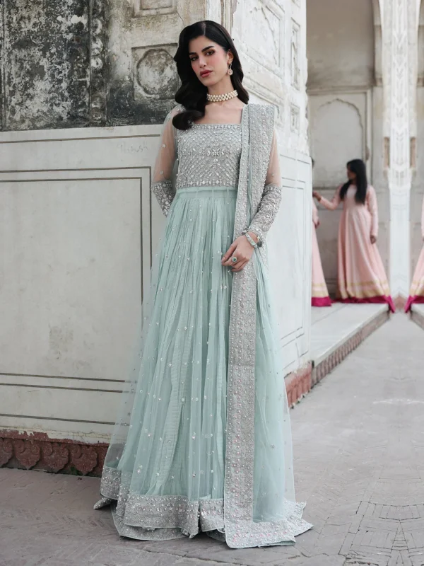 Zilverah embellished net maxi lehenga party wear Norway – multi-colour 3-piece Pakistani formal dress