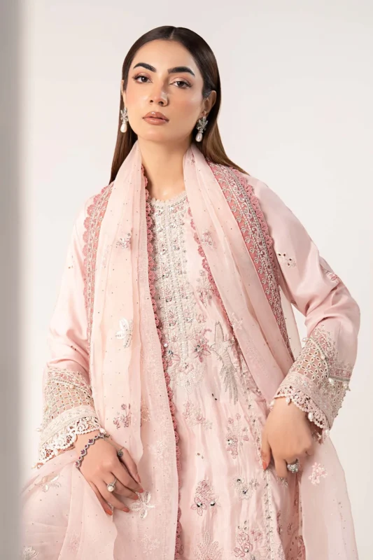 Zilverah Pink Raw Silk Embroidered 3-Piece Party Wear Suit – Buy Online Norway