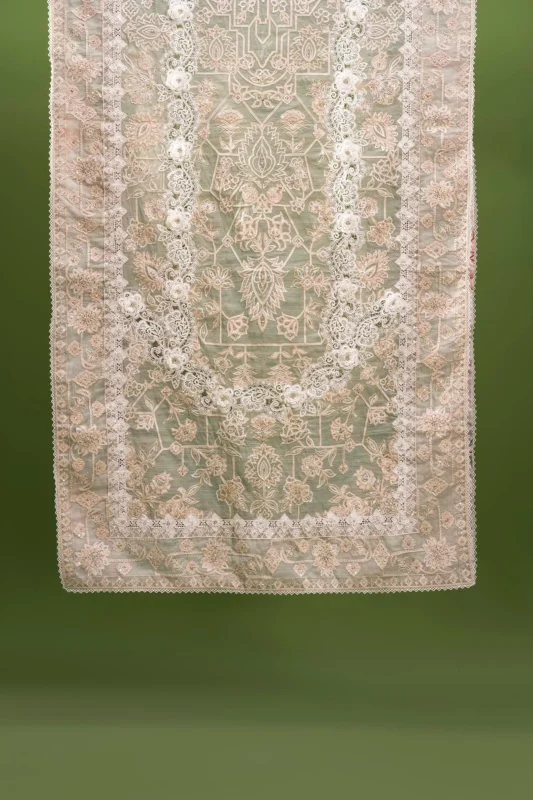 Zilverah Sky Blue Luxury Slub Organza Dupatta – Pakistani Party Wear Available in Norway