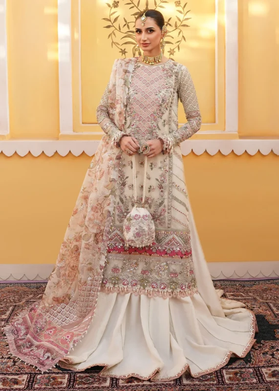 Zilverah Venice off-white organza lehenga with crystal embroidery — Pakistani formal wear Norway